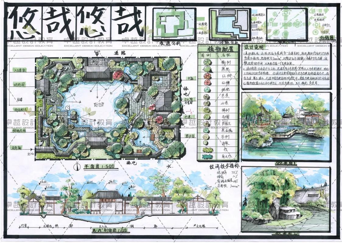 景觀快題古典園林案例.#手繪 #景觀手繪 #環藝考研 #考研