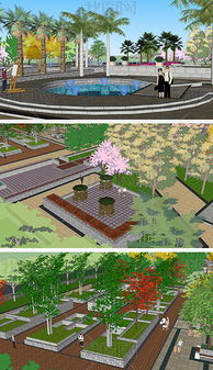 精品詳細街頭公園景觀su模型設計模型下載