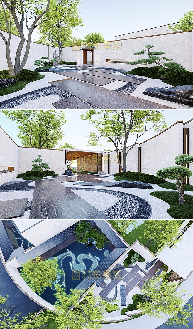 新中式示范區景觀設計SU模型售樓部景觀lumion8場景參數特效果圖