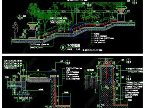 精品歐式風格臺階跌水景觀水池噴泉cad施工圖 含結構